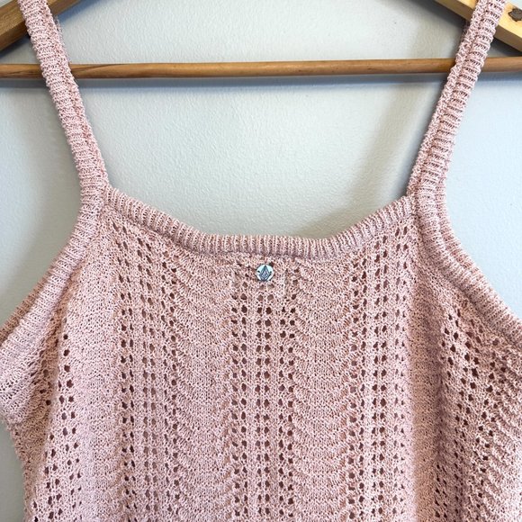 VOLCOM NWT Mushroom Ribbed Crochet All Day Sleeveless Midi Dress NEW - Picture 10 of 11